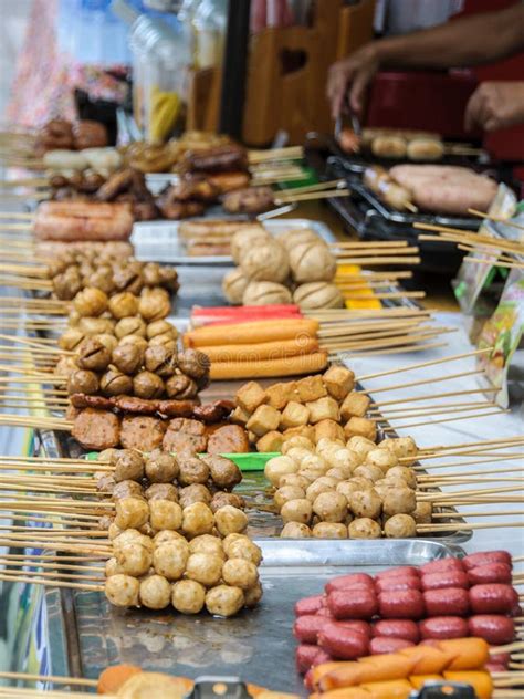 Thai Street Food Stand In Bangkok Close Up Stock Image Image Of Fish