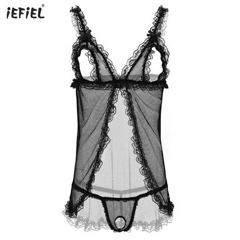 Mens See Through Fishnet Tops With G String Briefs Sissy Lace Lingerie China Sexy Men
