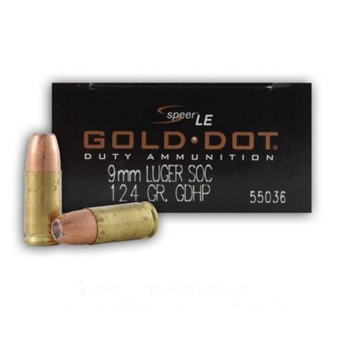 9mm 124 Gr Jhp Speer Gold Dot Dive Ammunition 50 Rounds