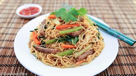 Vegetarian miso mushroom ramen with bok choy. Stir-Fried Egg Noodles (Mi Xao Mem) | RunAwayRice