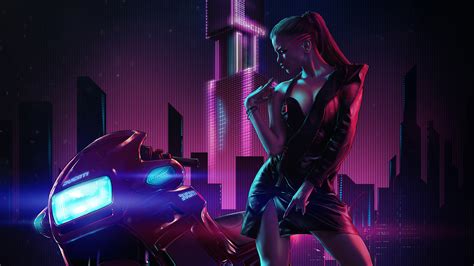 X Cyberpunk Girl With Ducati K Laptop Hd Hd K Wallpapers