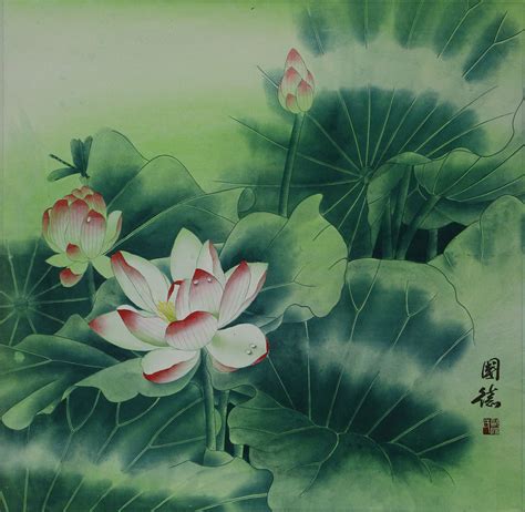 Chinese Lotus Flower Painting Asian Art
