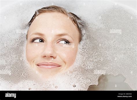 Girl In A Bubble Bath Stock Photo Alamy