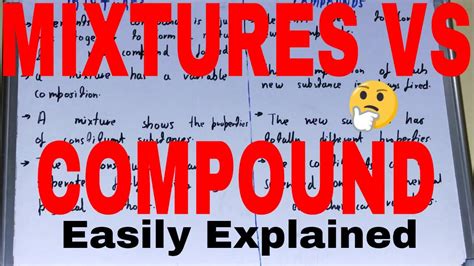 Mixtures Vs Compoundsdifference Between Mixture And Compoundmixture