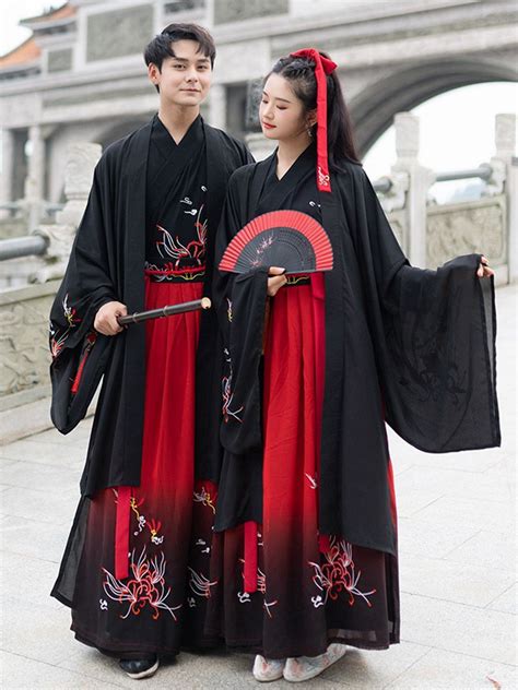 Chinese Traditional Clothes Black Red Hanfu Male And Female Artofit