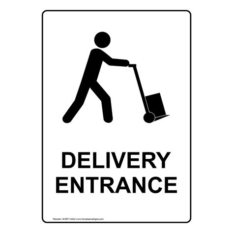 Portrait Delivery Entrance Sign With Symbol Nhep 14342