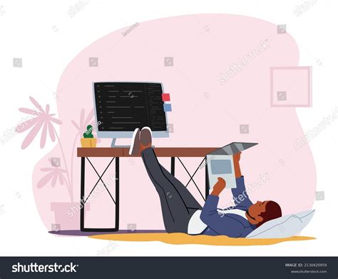 Tired Overworked Worker Business Character Lying Stock Vector Royalty