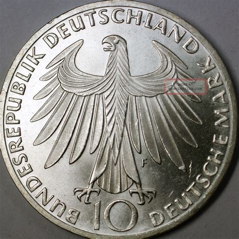 1972 F German 10 Marks Silver Coin Olympic Games Commemorative Munich