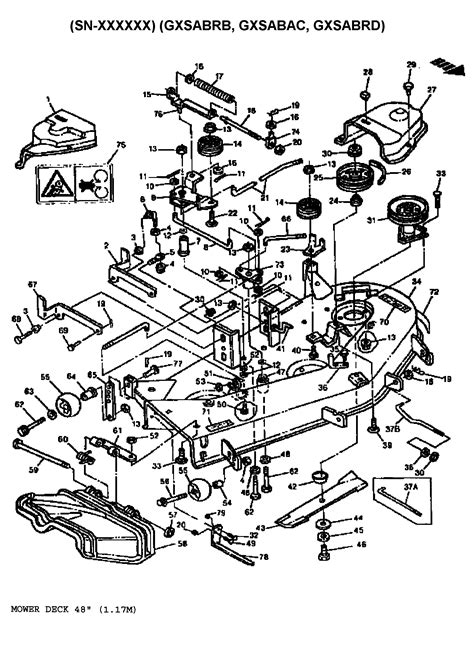 Mower Deck 48 117m Diagram And Parts List For Model 15538hydrogxsabh