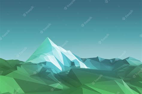 Premium Photo Low Poly Image Of A Mountain With A White Glacier At