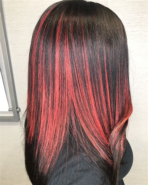 Red And Black Hair Ombre Balayage And Highlights
