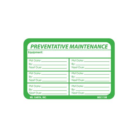 Preventative Maintenance Labels 2 Inch X 3 Inch 500 Per Roll Ms Carita