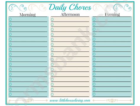Daily Chore Chart For Morning Afternoon And Evening Printable Pdf Download