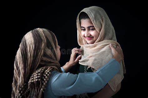 Pakistani Muslim Mother Dressing Up Her Daughter Girl With Traditional