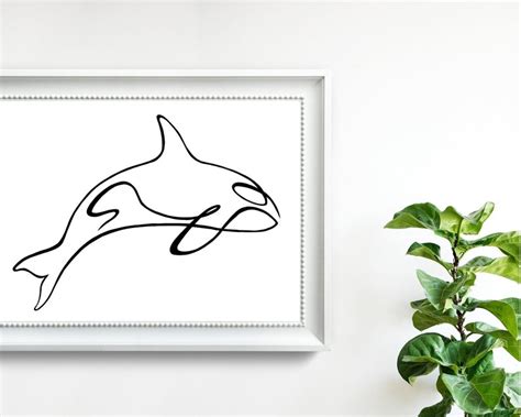 One Line Orca Whale Print Art Minimal Fine Art Orca Art Etsy