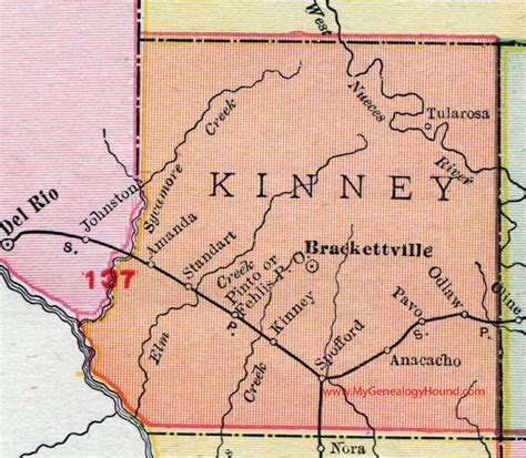 Kinney County Texas Map 1911 Rand Mcnally Brackettville Spofford