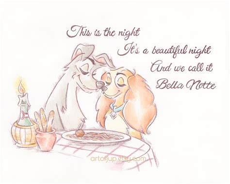 Lady And The Tramp Bella Notte Art Print Disney Watercolor Etsy