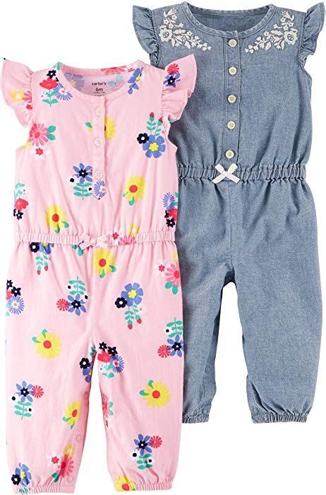 Carters Baby Girls 2 Pack One Piece Romper Pink Floral