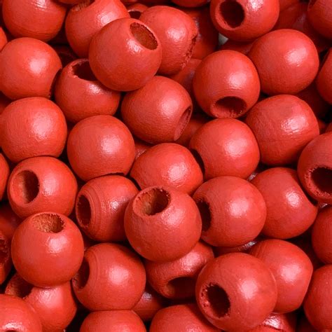 12mm Red Color Wood Beads Matte Finish 5mm Opening For Etsy