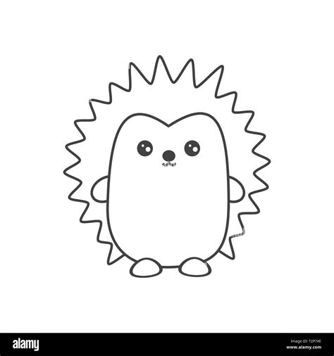 Cute Cartoon Black And White Hedgehog Vector Illustration For Coloring