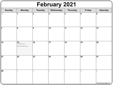 Download your free 2021 printable calendar. February 2021 calendar with holidays