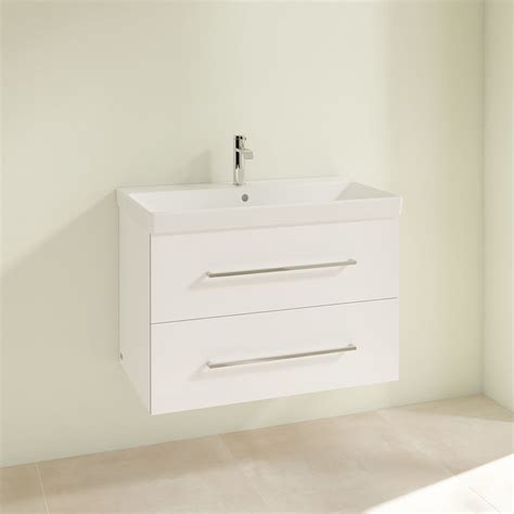 Villeroy And Boch Avento Crystal White 800mm Wall Hung 2 Drawer Vanity Unit