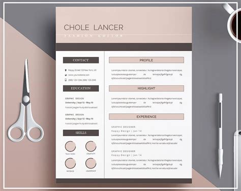 Nude Pink Resume Template Cv Template Professional Resume Etsy