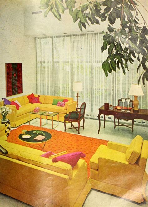 Vintage 1960s Living Room Decor Retro Home Fashion With Mid Century
