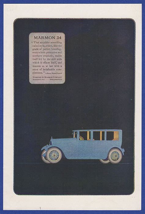 1920 Marmon 34 Automobile Car Nordyke And Marmon Co Color Vintage Print