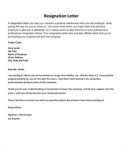 Resignation Letter 22 Free Word Pdf Documents Download