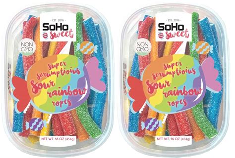 Soho Sweet Sour Rainbow Ropes Non Gmo Sour Candy Gummy