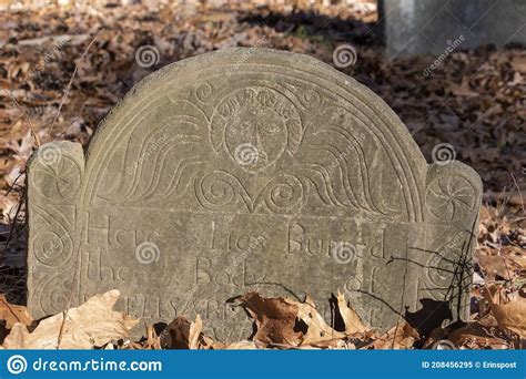 Detail Of Headstone At Sawyer Hill Buying Ground Newburyport Ma Stock