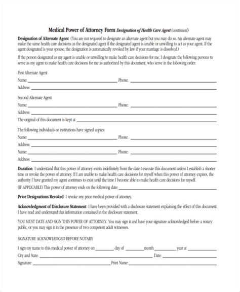 Medical Power Of Attorney Free Printable Forms
