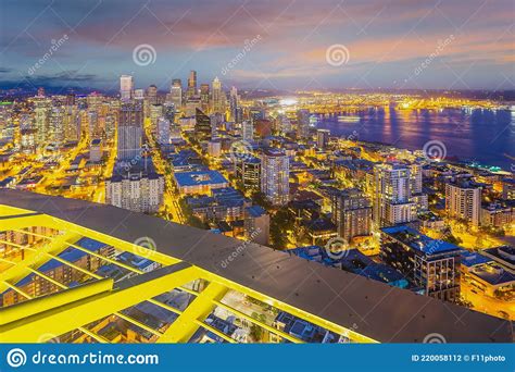 Downtown Seattle City Skyline Cityscape In United States Stock Photo