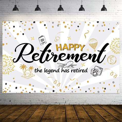 Happy Retirement Party Dekorationen Extra Gro Er Stoff Schwarz Gold