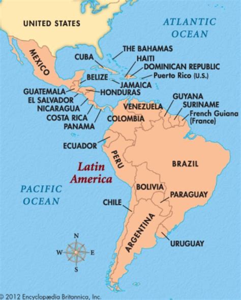 Map Of Latin America Central America Cuba Costa Rica Dominican