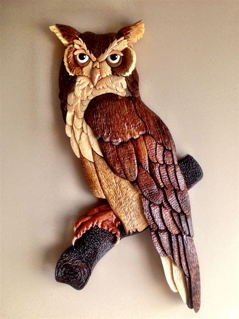 Owl Intarsia With A Little Carving Added By Kameron Kirk Intarsia