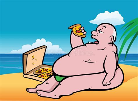 Fat Guy Beach Pizza Stock Vector Illustration Of United