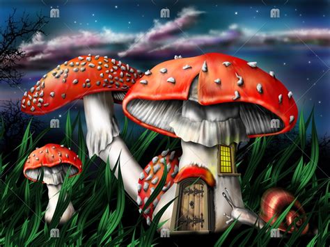Magic Mushrooms Abstract Digital Painting Or Illustration For Sale By