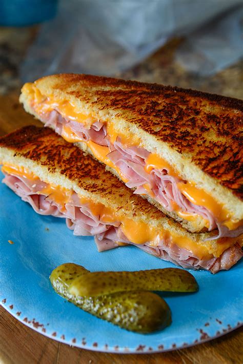 grilled ham and cheese sandwich on sourdough