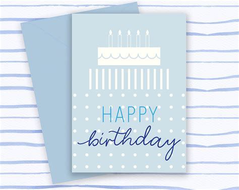 Printable Birthday Card Folded Birthday Card Birthday Etsy España