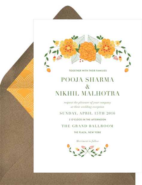 Marigold Garland Invitations In Yellow
