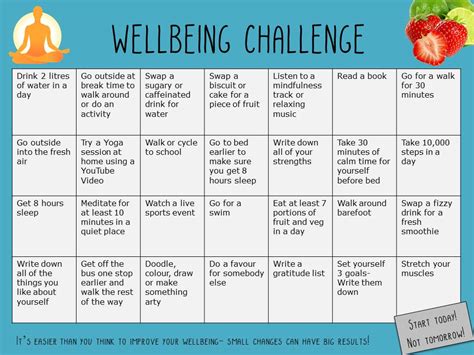 Well Being Challenge Card For Students Teaching Resources