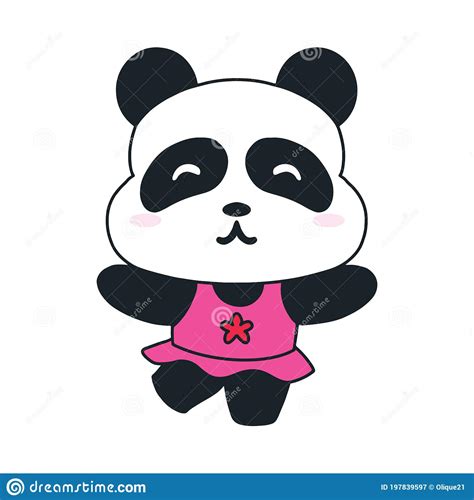 Cute Panda Dancing Cartoon Illustration Stock Vector Illustration Of