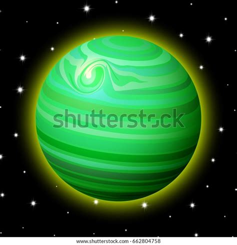 Planet Space Stars Shiny Cartoon Style Stock Vector Royalty Free