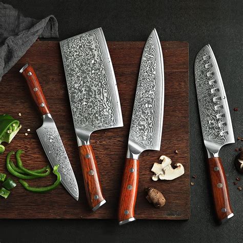 Xinzuo 4pcs Kitchen Knife Set Vg10 Damascus Steel Kitchen Knives Set
