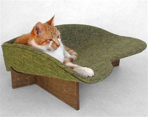 Modern Cat Bed Made To Order In Avocado Linen Look Etsy Modern Cat
