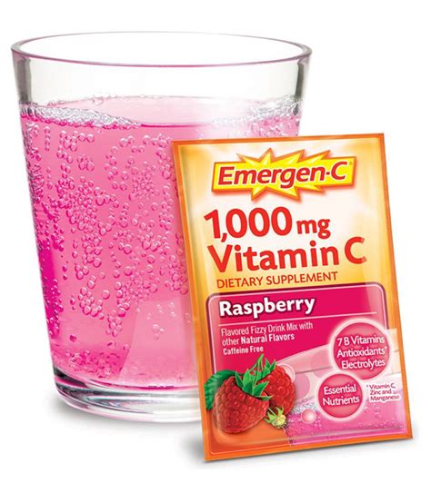 Emergen C 1000mg Vitamin C Fizzy Drink Mix 30 Packets 273 Gm Raspberry