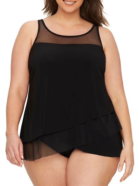 Miraclesuit Womens Plus Size Illusionists Mirage Underwire Tankini Top Style 6518941w Swimsuit