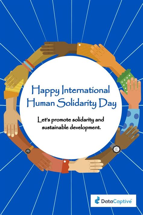 The International Human Solidarity Day Poster With Hands Holding Each